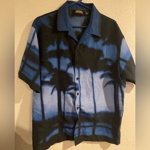 Vintage ODO Black & Blue Night at the beach AOP button Down shirt